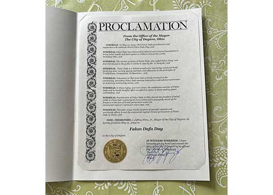 Image for article Ohio, USA: Starosta města Dayton vyhlásil Den Falun Dafa