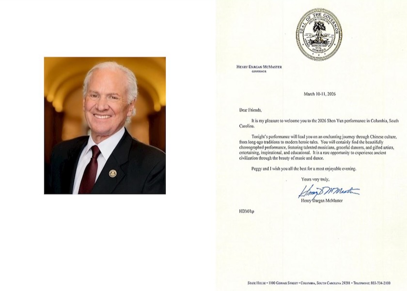 Image for article Jižní Karolína: Guvernér, starosta a zvolení představitelé vydali proklamace k ocenění a blahopřání souboru Shen Yun Performing Arts